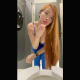 A pretty red headed girl shits while bending over in front of a toilet in at least 3 scenes recorded both at school and at her home. Vertical HD format video. About 5.5 minutes.